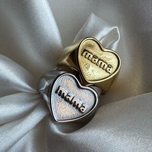 Gold and Silver Heart Mama Rings